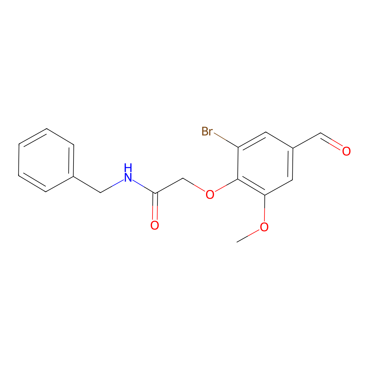 N-benzyl-2-(2-bromo-4-formyl-6-methoxyphenoxy)acetamide molecular structure, CAS 486994-12-1