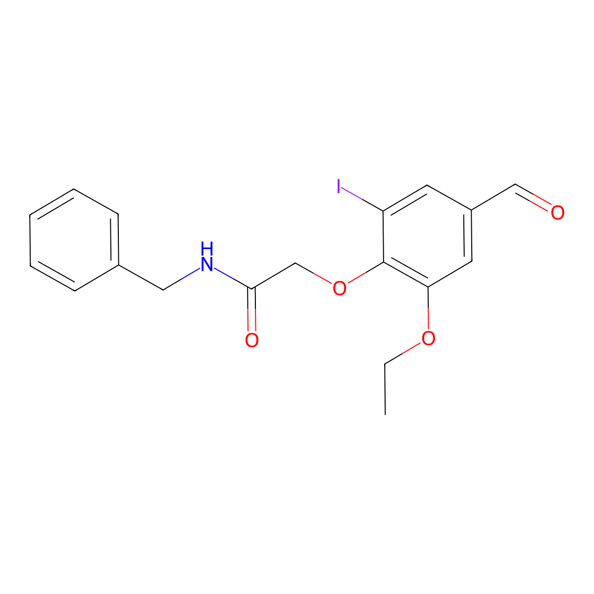 N-benzyl-2-(2-ethoxy-4-formyl-6-iodophenoxy)acetamide molecular structure, CAS 486994-15-4