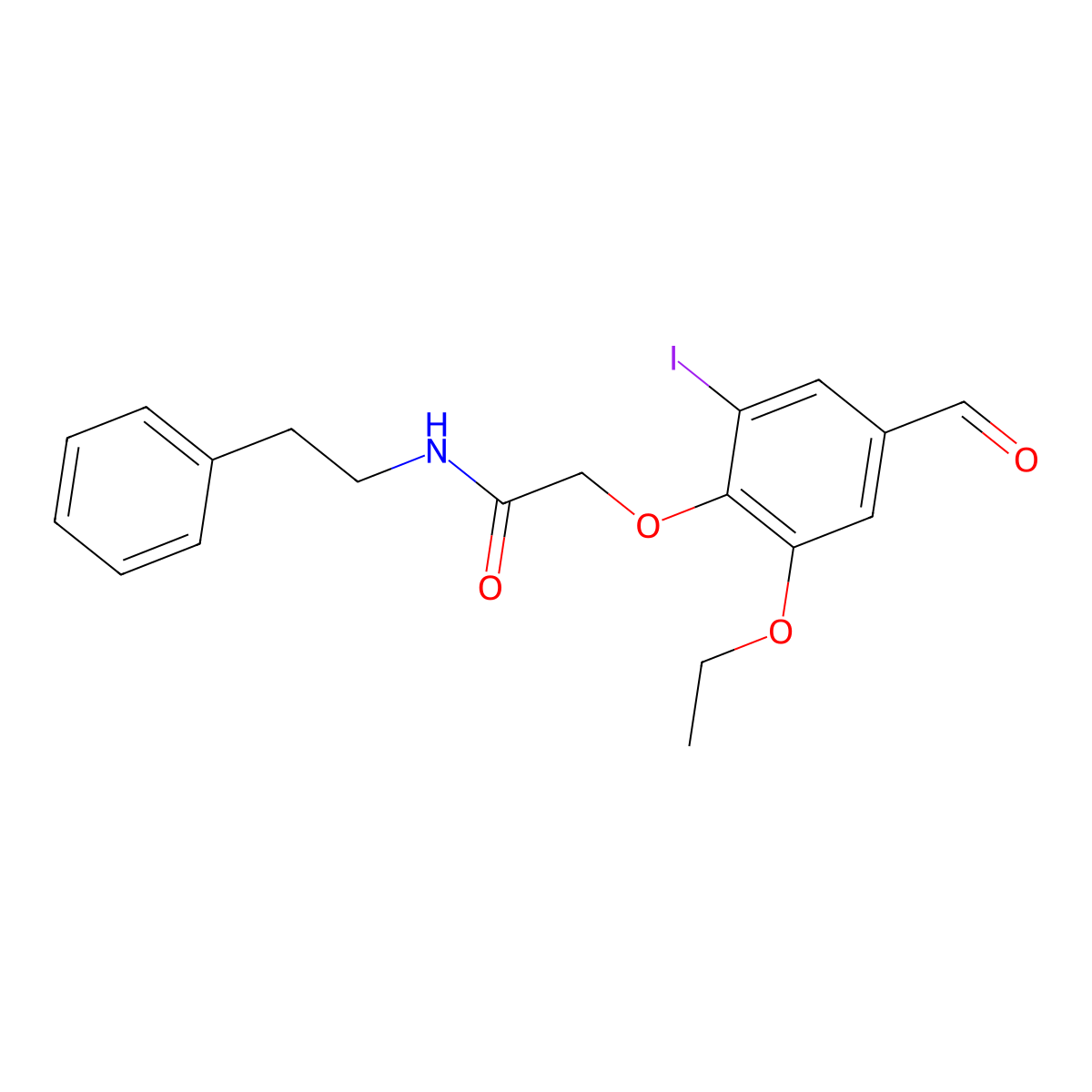 2-(2-ethoxy-4-formyl-6-iodophenoxy)-N-(2-phenylethyl)acetamide molecular structure, CAS 486994-22-3