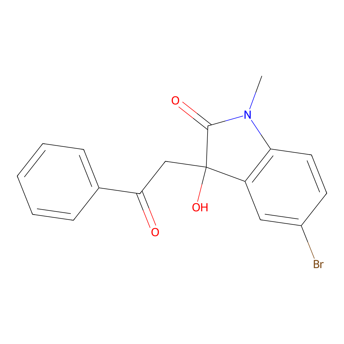 5-Bromo-3-hydroxy-1-methyl-3-phenacylindol-2-one molecular structure, CAS 486994-31-4