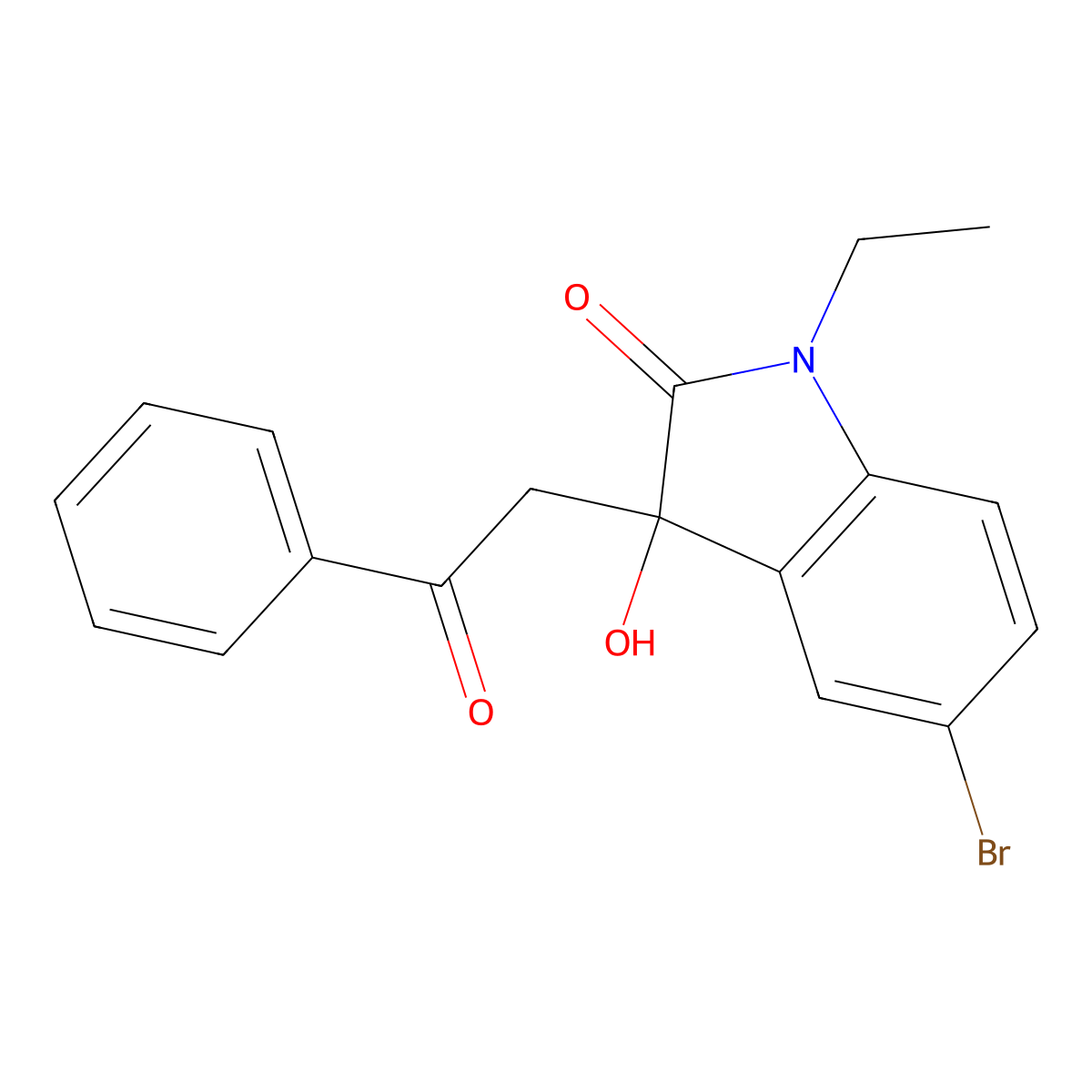 5-Bromo-1-ethyl-3-hydroxy-3-phenacylindol-2-one molecular structure, CAS 486994-57-4