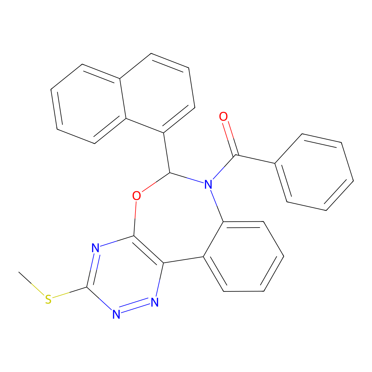 7-Benzoyl-3-(methylsulfanyl)-6-(1-naphthyl)-6,7-dihydro[1,2,4]triazino[5,6-d][3,1]benzoxazepine molecular structure, CAS 486994-83-6