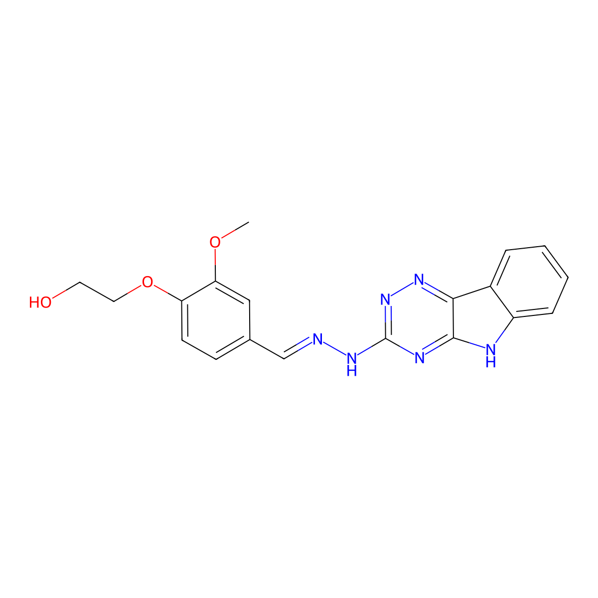 4-(2-Hydroxyethoxy)-3-methoxybenzaldehyde 2-(5H-1,2,4-triazino[5,6-b]indol-3-yl)hydrazone molecular structure, CAS 486995-10-2
