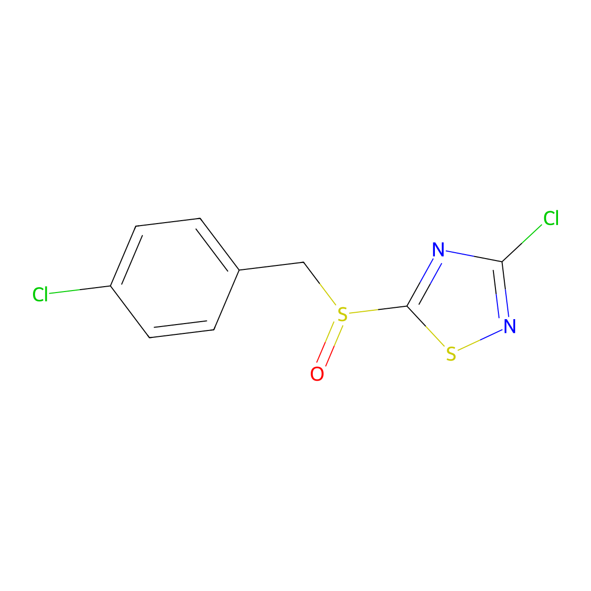3-Chloro-5-(4-chlorobenzylsulfinyl)-1,2,4-thiadiazole molecular structure, CAS 486997-65-3