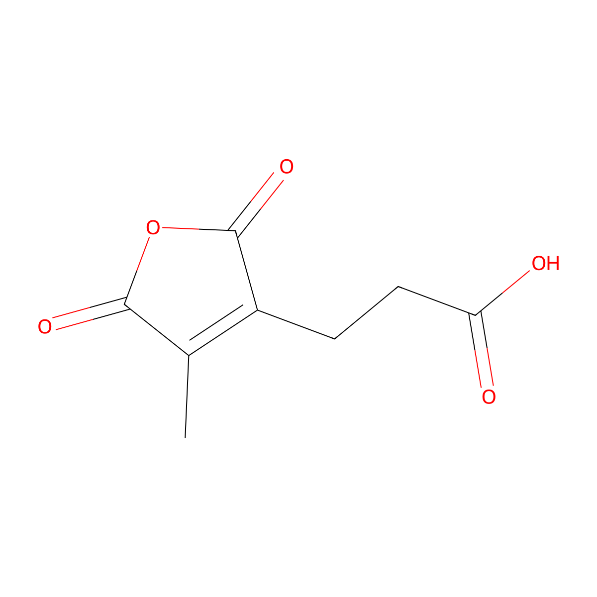 2,5-Dihydro-4-methyl-2,5-dioxo-3-furanpropanoic Acid molecular structure, CAS 487-66-1