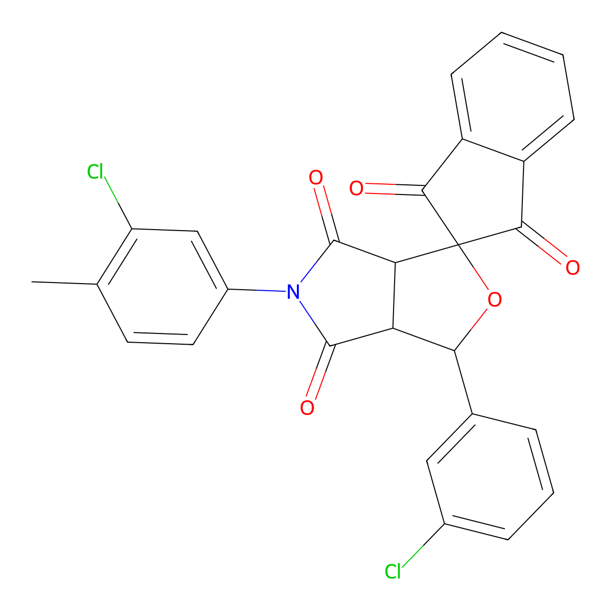 5-(3-chloro-4-methylphenyl)-1-(3-chlorophenyl)spiro[3a,6a-dihydro-1H-furo[3,4-c]pyrrole-3,2'-indene]-1',3',4,6-tetrone molecular structure, CAS 487001-01-4