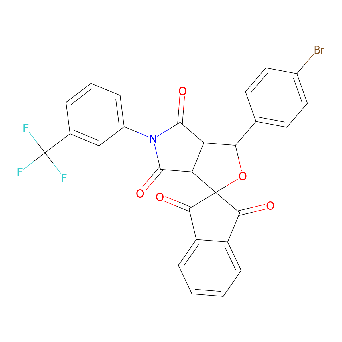 3-(4-bromophenyl)-5-[3-(trifluoromethyl)phenyl]-3a,6a-dihydrospiro[furo[3,4-c]pyrrole-1,2'-indene]-1',3',4,6(3H,5H)-tetrone molecular structure, CAS 487001-42-3