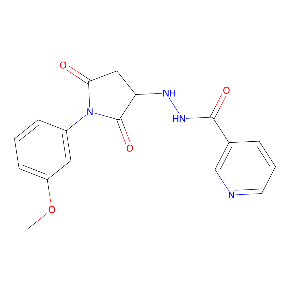 N'-[1-(3-methoxyphenyl)-2,5-dioxopyrrolidin-3-yl]pyridine-3-carbohydrazide molecular structure, CAS 487001-75-2