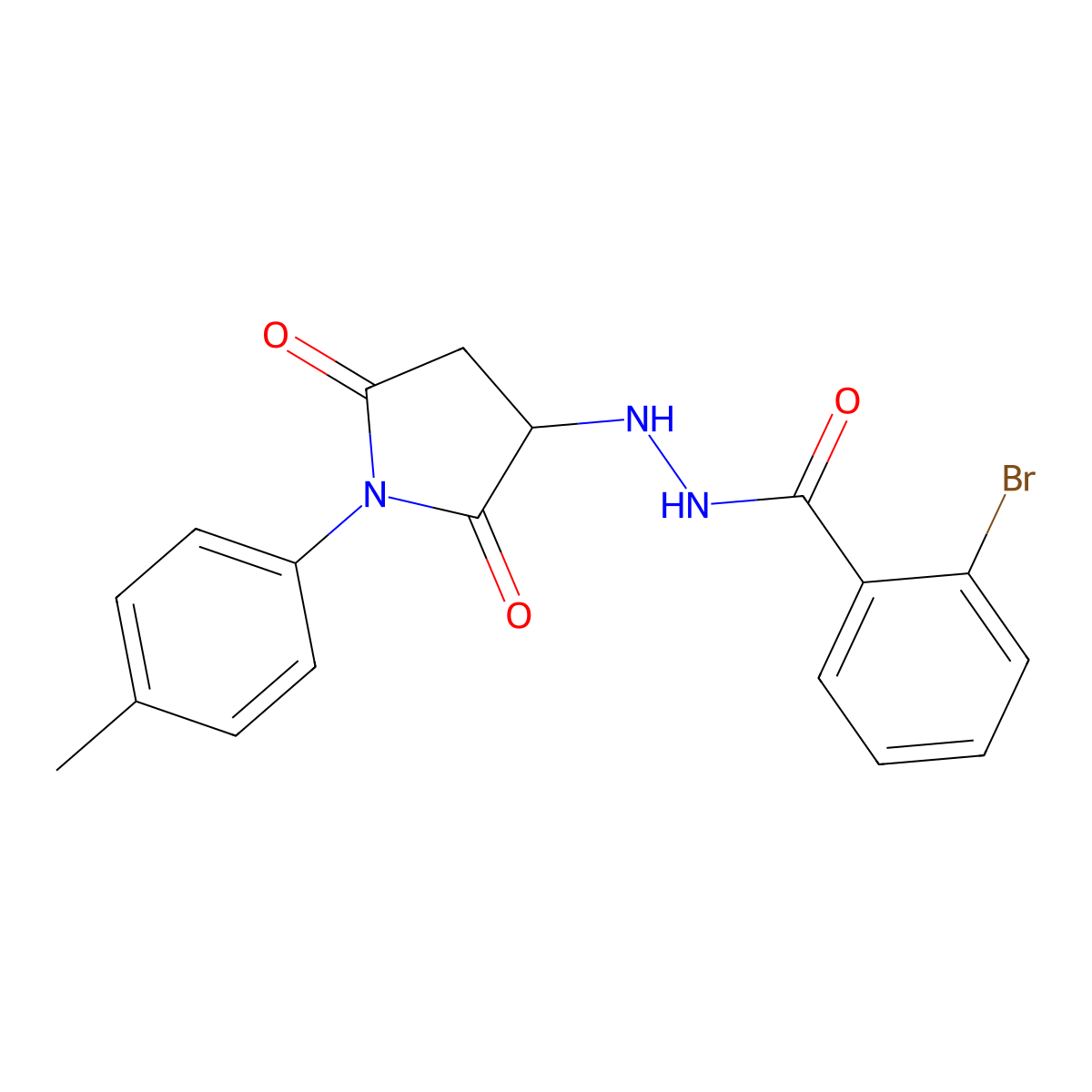 2-bromo-N'-[1-(4-methylphenyl)-2,5-dioxopyrrolidin-3-yl]benzohydrazide molecular structure, CAS 487001-77-4