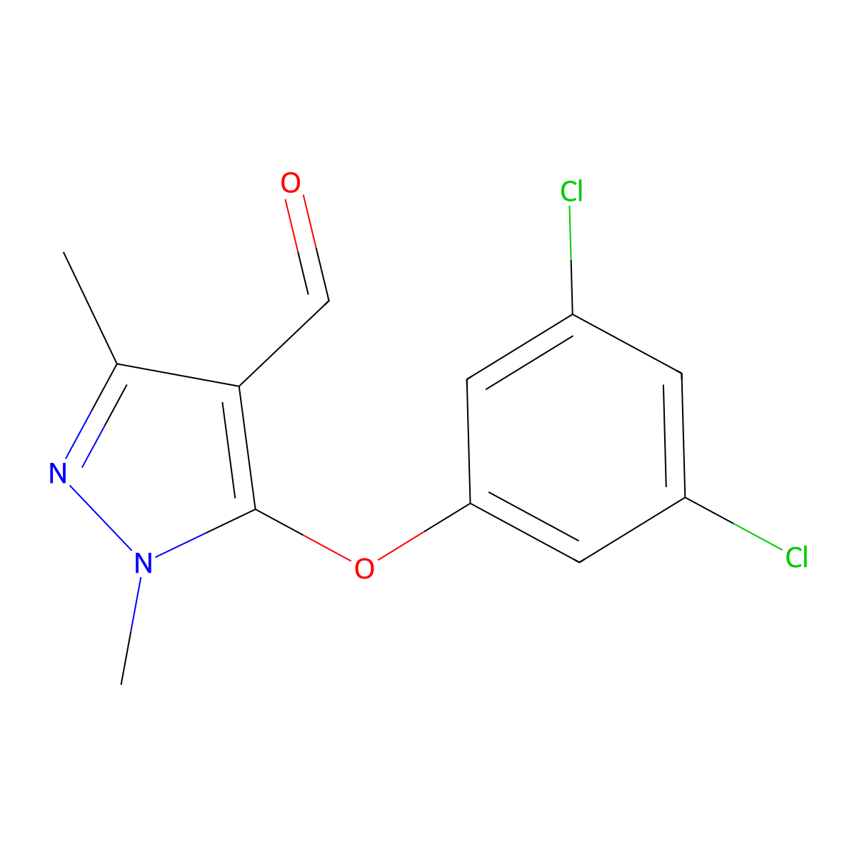 5-(3,5-dichlorophenoxy)-1,3-dimethyl-1H-pyrazole-4-carbaldehyde molecular structure, CAS 487002-40-4