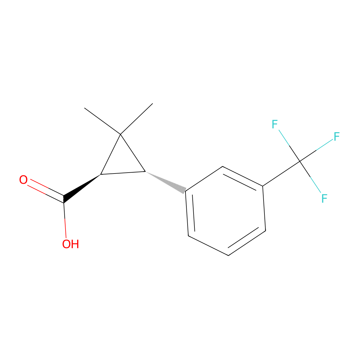 Rac-(1r,3r)-2,2-dimethyl-3-[3-(trifluoromethyl)phenyl]cyclopropane-1-carboxylic acid molecular structure, CAS 487002-54-0