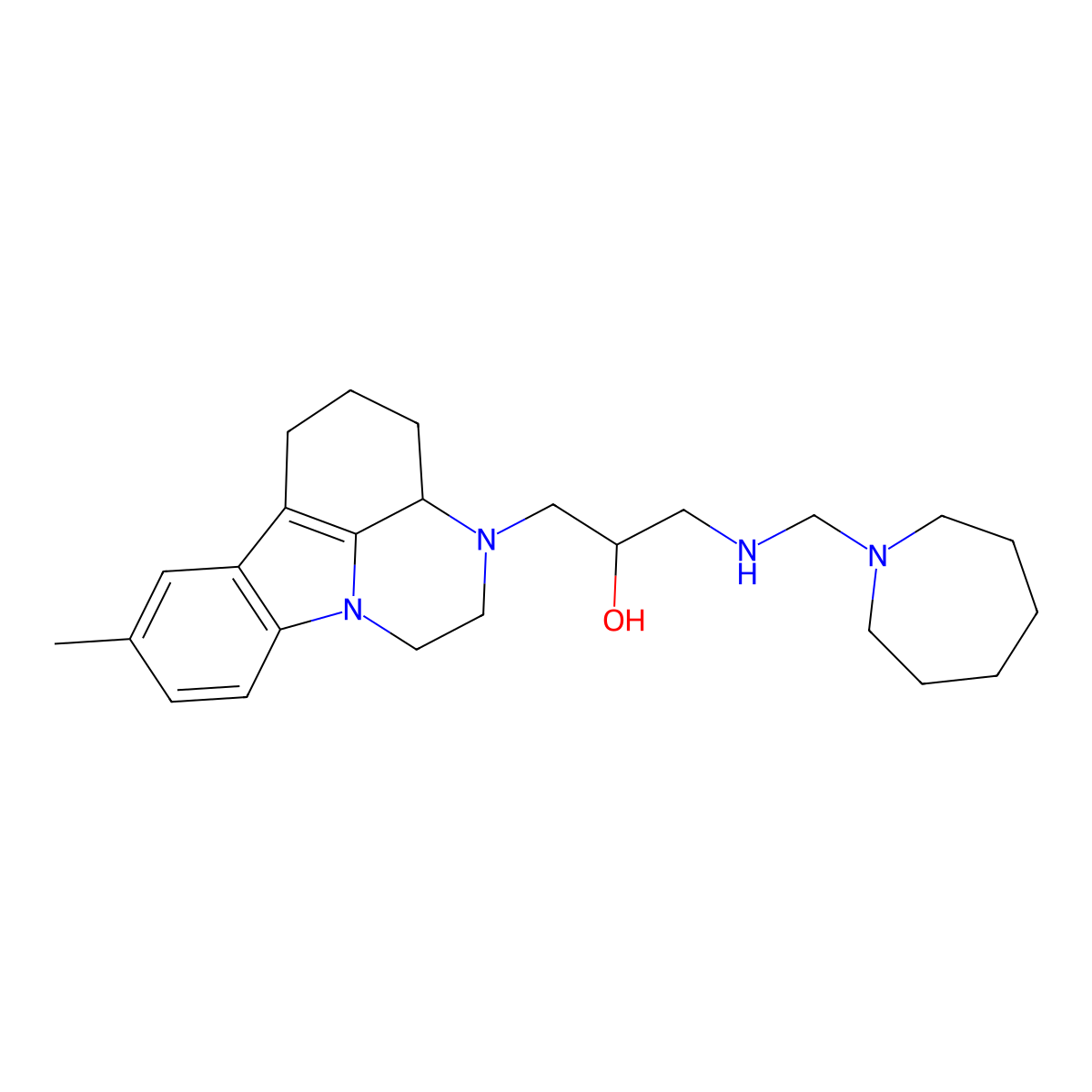 alpha-[[[(Hexahydro-1H-azepin-1-yl)methyl]amino]methyl]-1,2,3a,4,5,6-hexahydro-8-methyl-3H-pyrazino[3,2,1-jk]carbazole-3-ethanol molecular structure, CAS 487006-11-1
