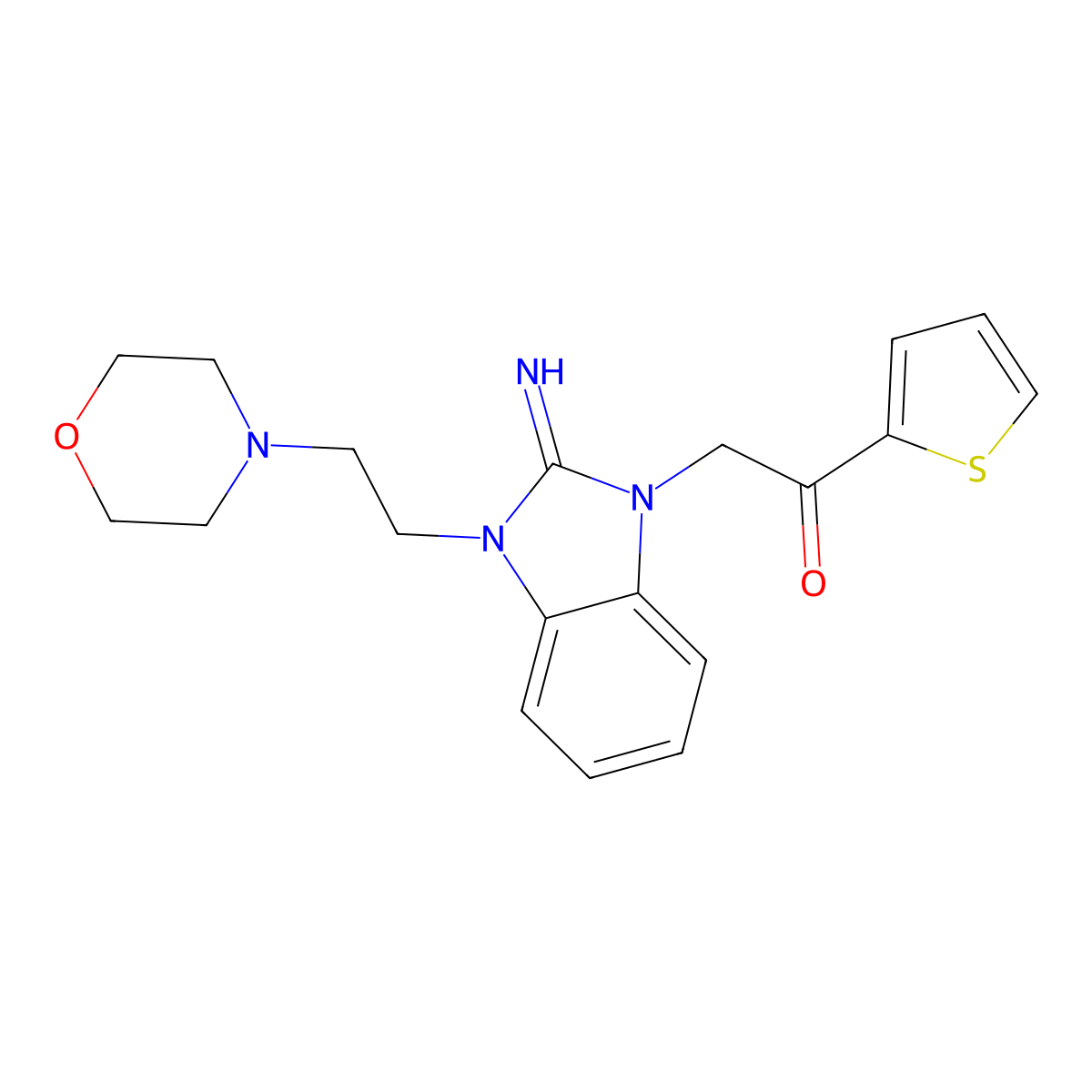 2-[2-Imino-3-(2-morpholin-4-ylethyl)benzimidazol-1-yl]-1-thiophen-2-ylethanone molecular structure, CAS 487006-43-9