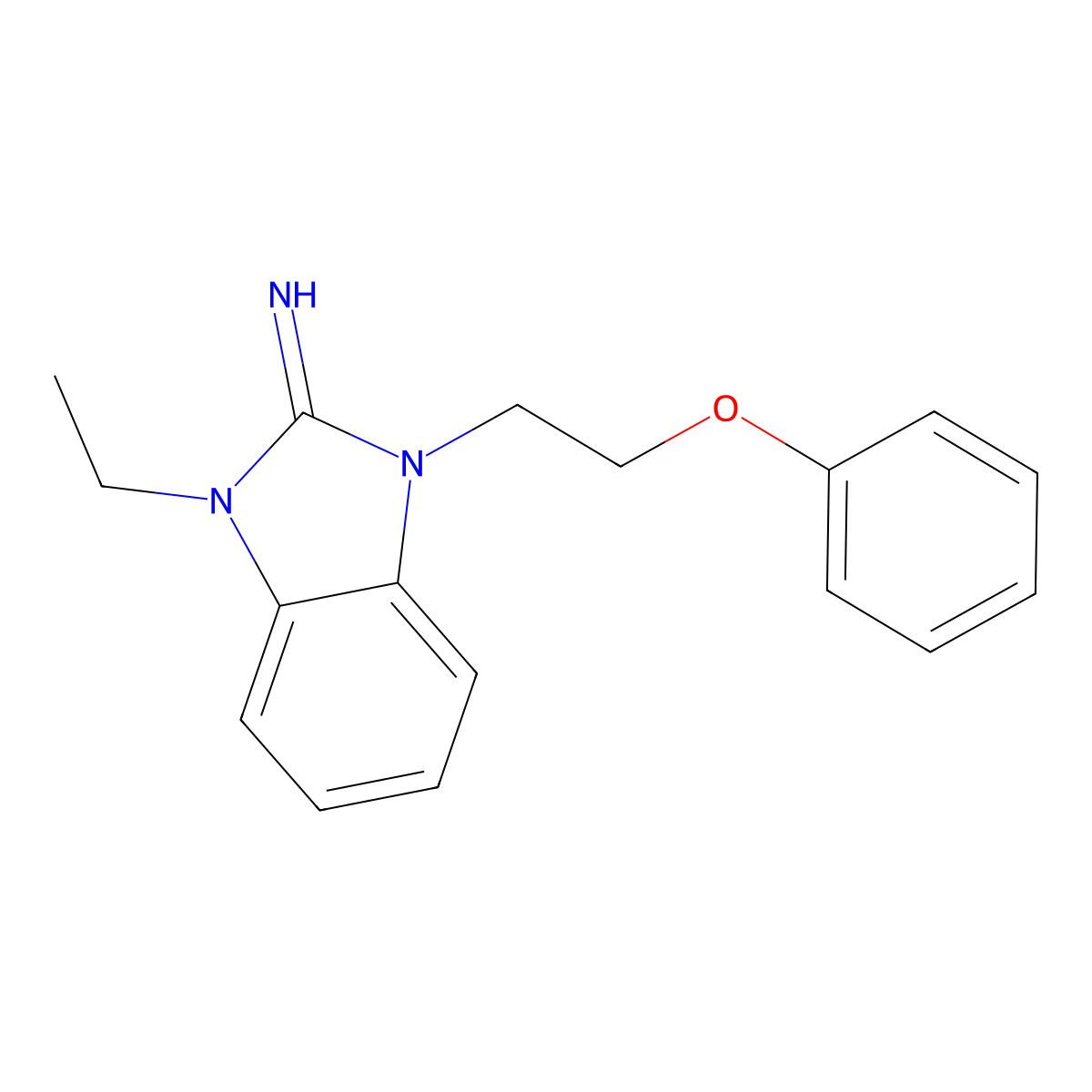 1-Ethyl-3-(2-phenoxyethyl)benzimidazol-2-imine molecular structure, CAS 487006-80-4