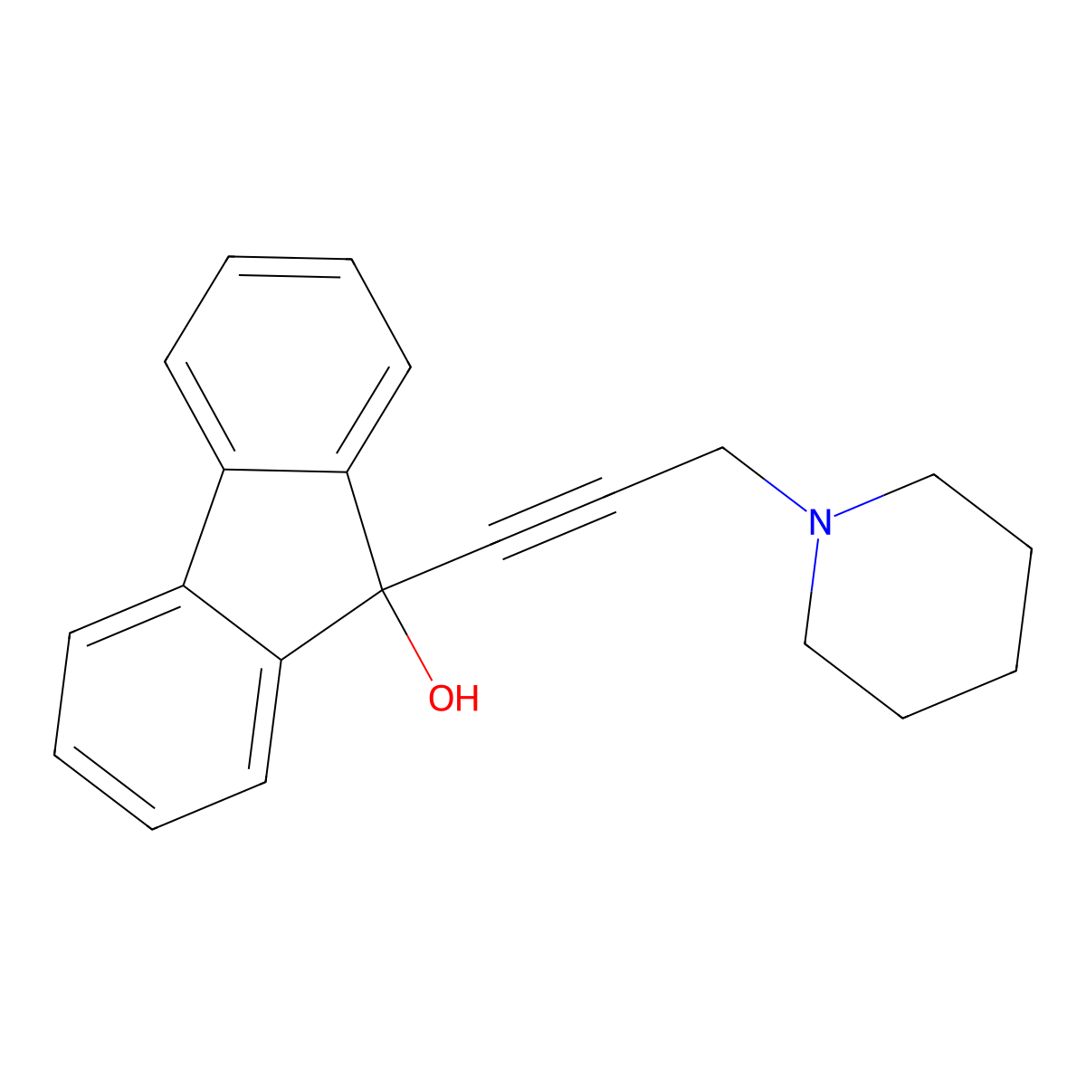 9-(3-Piperidin-1-ylprop-1-ynyl)fluoren-9-ol molecular structure, CAS 487006-98-4
