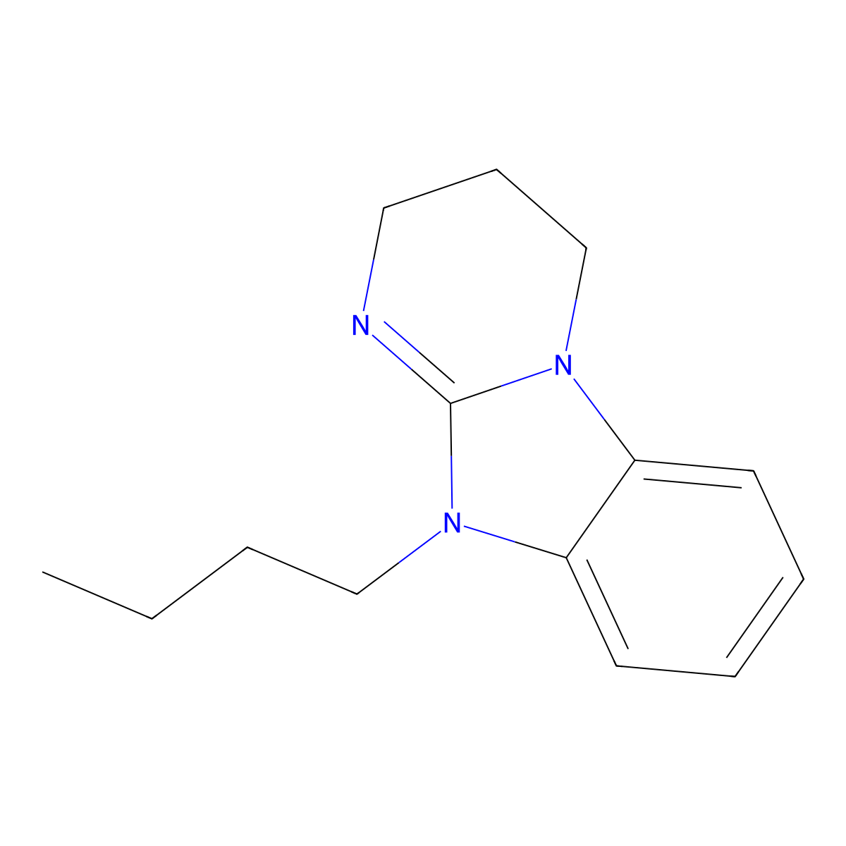 10-butyl-3,4-dihydro-2H-pyrimido[1,2-a]benzimidazole molecular structure, CAS 487007-47-6