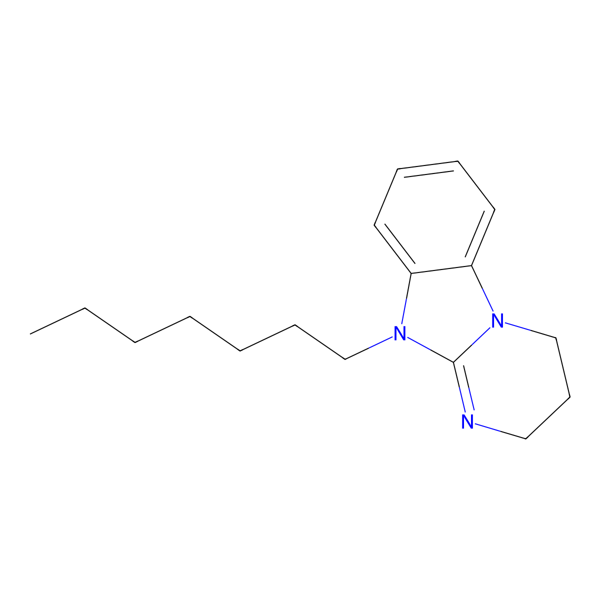 10-heptyl-3,4-dihydro-2H-pyrimido[1,2-a]benzimidazole molecular structure, CAS 487007-86-3