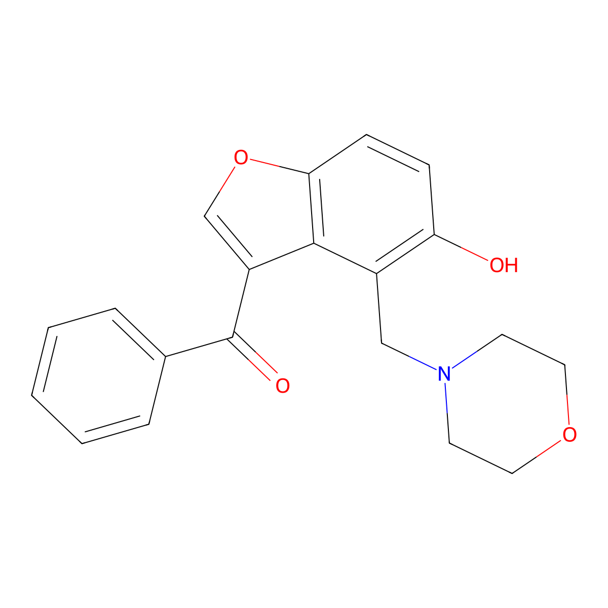 [5-Hydroxy-4-(morpholin-4-ylmethyl)-1-benzofuran-3-yl]-phenylmethanone molecular structure, CAS 487008-03-7