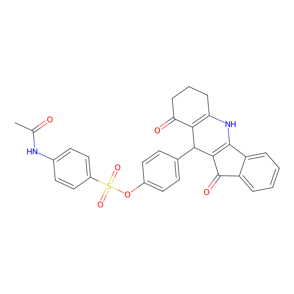 4-(9,11-dioxo-6,7,8,9,10,11-hexahydro-5H-indeno[1,2-b]quinolin-10-yl)phenyl 4-(acetylamino)benzenesulfonate molecular structure, CAS 487012-51-1