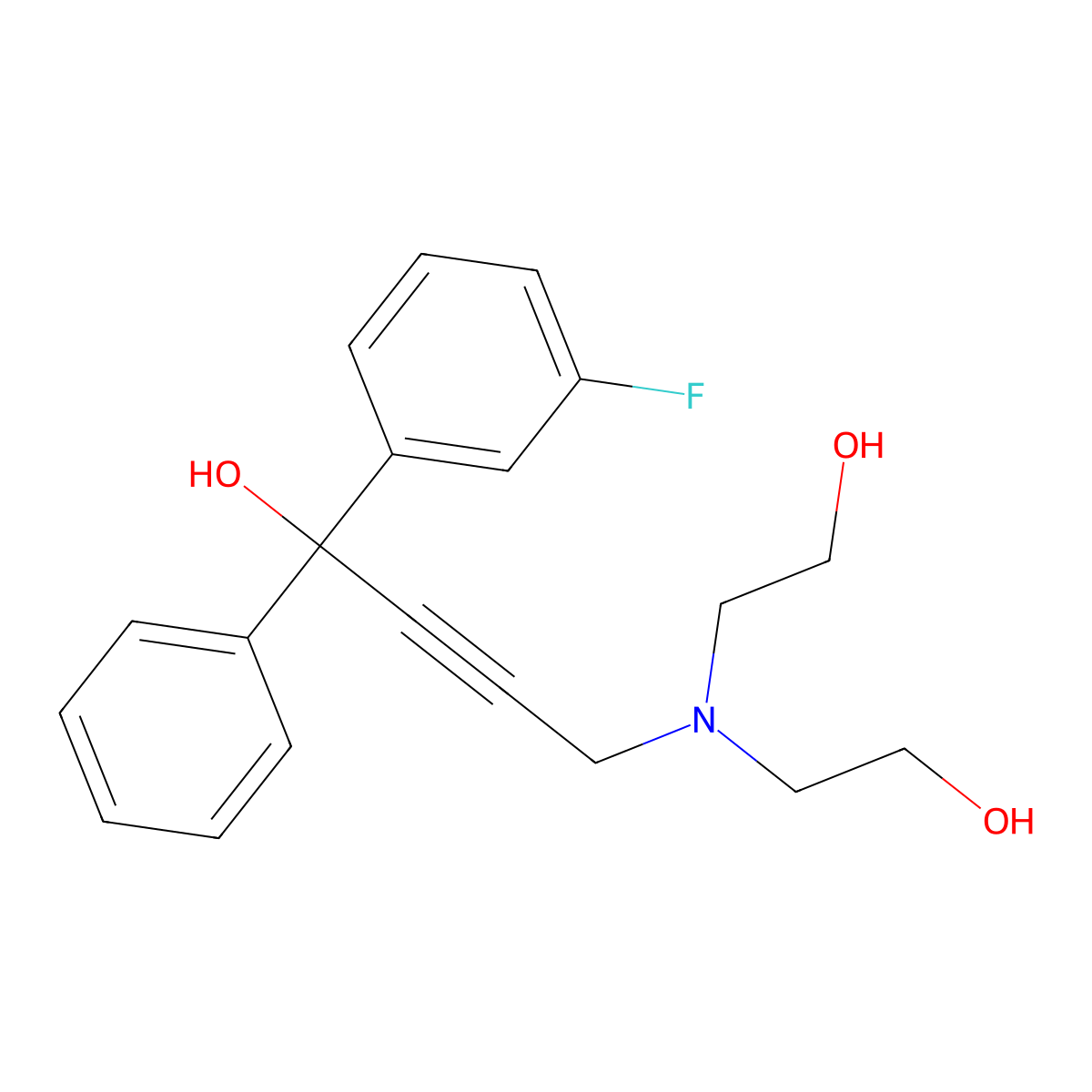 4-[Bis(2-hydroxyethyl)amino]-1-(3-fluorophenyl)-1-phenylbut-2-yn-1-ol molecular structure, CAS 487012-84-0