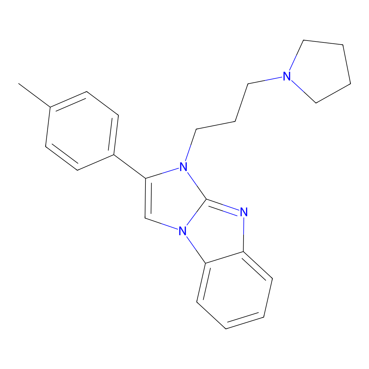 2-(4-Methylphenyl)-3-(3-pyrrolidin-1-ylpropyl)imidazo[1,2-a]benzimidazole molecular structure, CAS 487012-89-5
