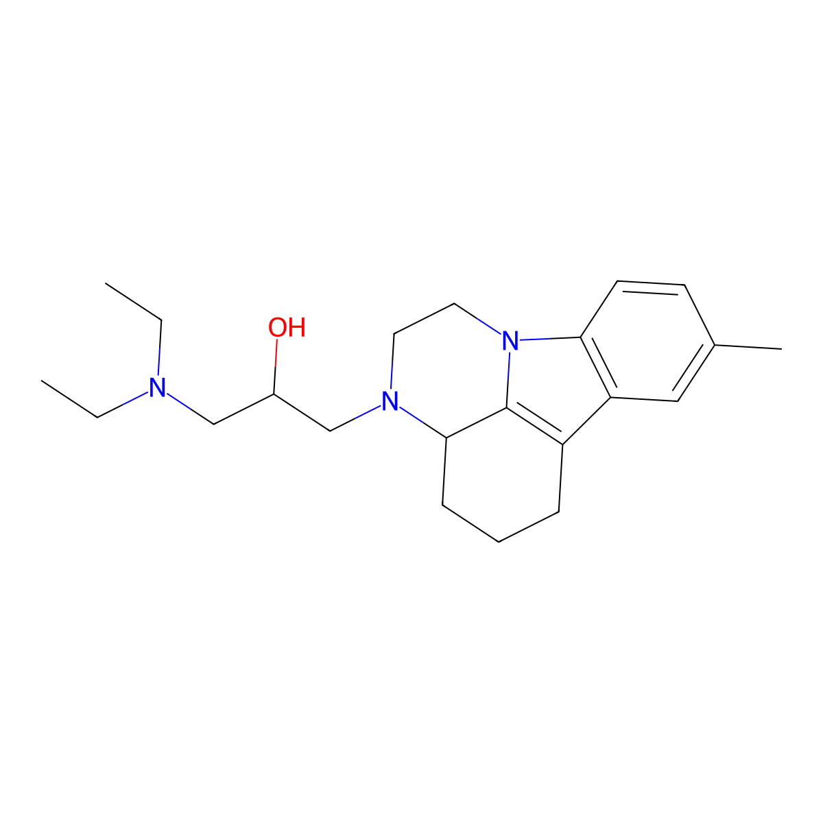 1-(diethylamino)-3-(8-methyl-1,2,3a,4,5,6-hexahydro-3H-pyrazino[3,2,1-jk]carbazol-3-yl)-2-propanol molecular structure, CAS 487013-29-6