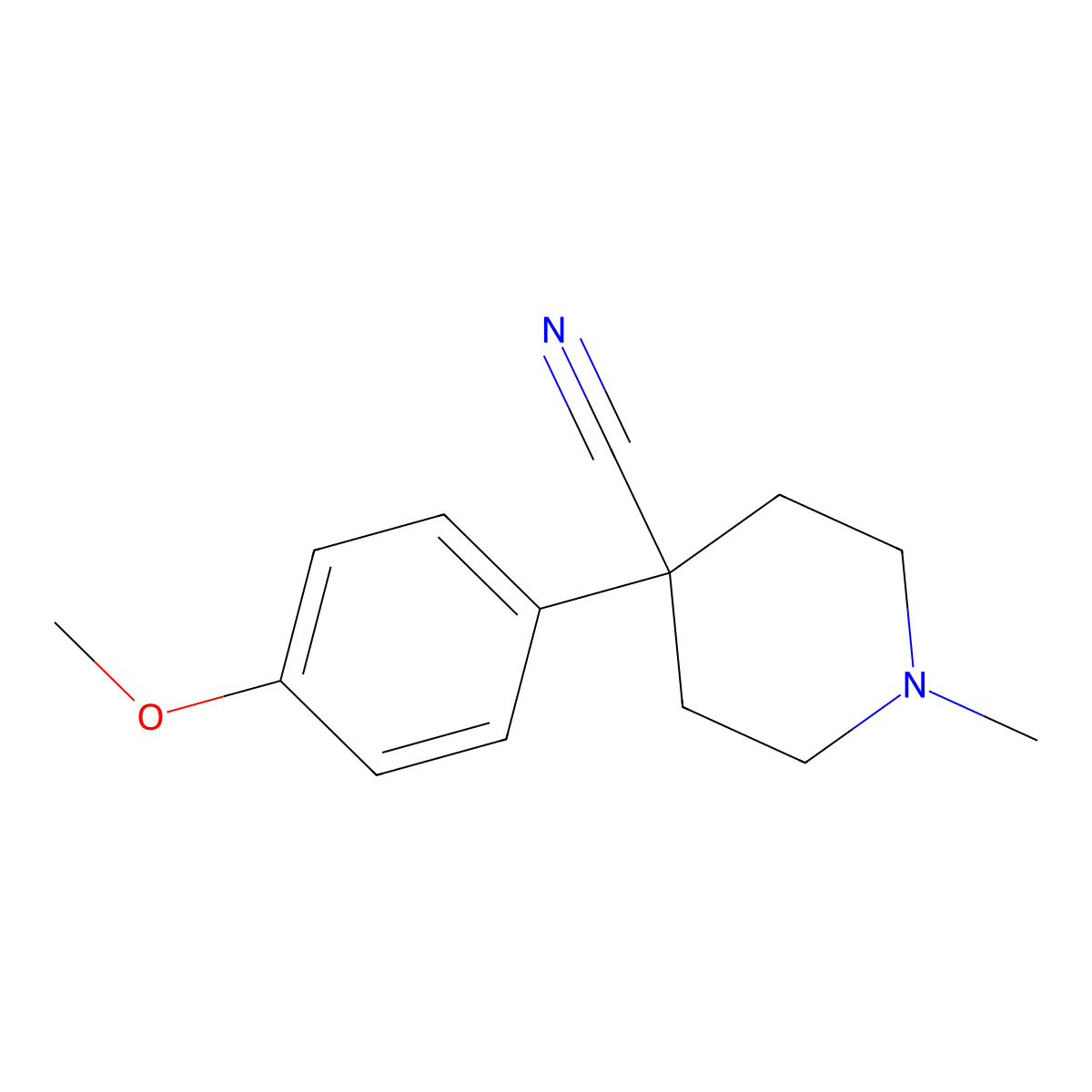 4-(4-Methoxyphenyl)-1-methylpiperidine-4-carbonitrile molecular structure, CAS 487013-52-5