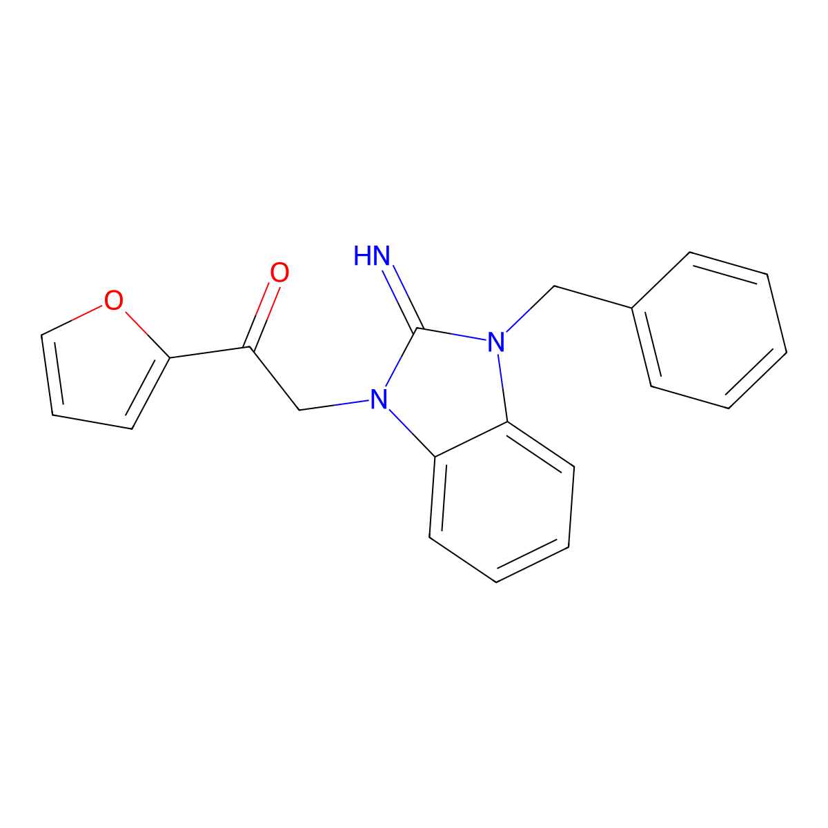 2-(3-Benzyl-2-iminobenzimidazol-1-yl)-1-(furan-2-yl)ethanone molecular structure, CAS 487013-59-2