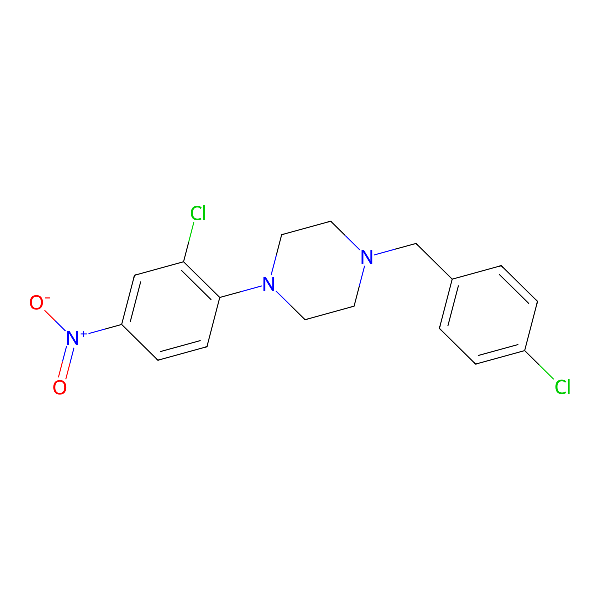 1-(2-Chloro-4-nitrophenyl)-4-[(4-chlorophenyl)methyl]piperazine molecular structure, CAS 487014-71-1