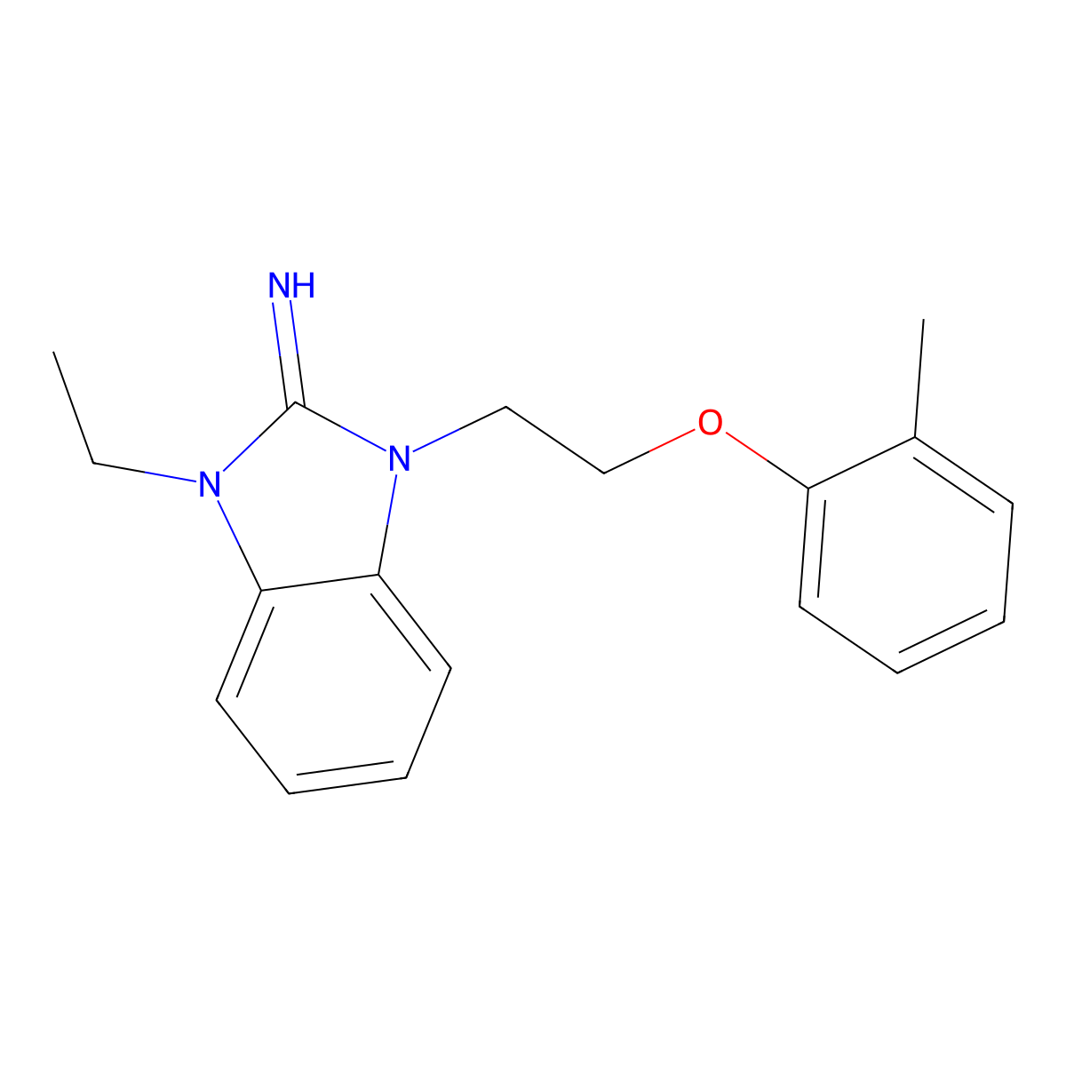 1-Ethyl-3-[2-(2-methylphenoxy)ethyl]benzimidazol-2-imine molecular structure, CAS 487015-09-8