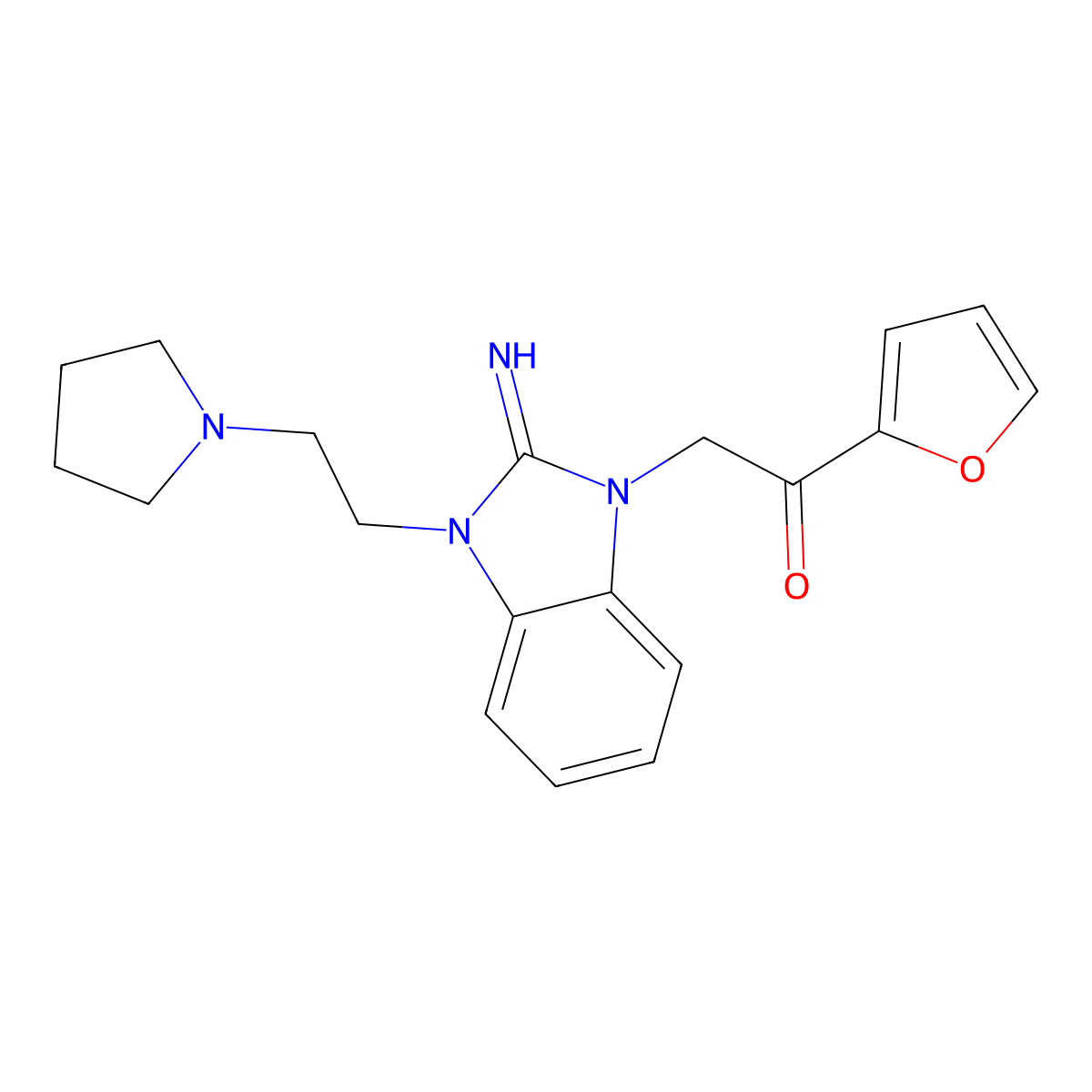 1-(Furan-2-yl)-2-[2-imino-3-(2-pyrrolidin-1-ylethyl)benzimidazol-1-yl]ethanone molecular structure, CAS 487015-31-6