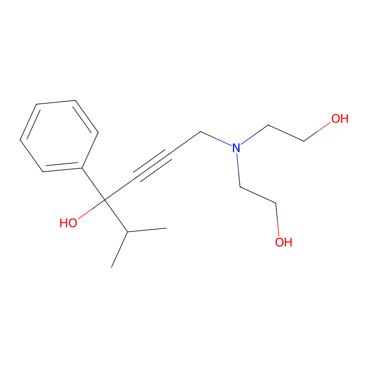 6-[Bis(2-hydroxyethyl)amino]-2-methyl-3-phenylhex-4-yn-3-ol molecular structure, CAS 487015-71-4