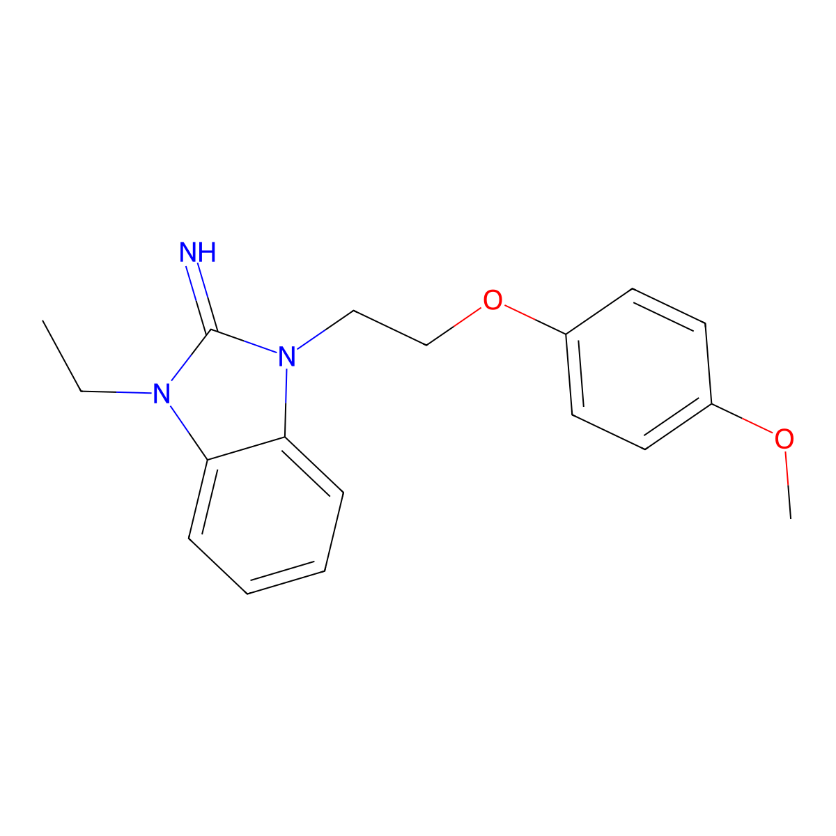 1-Ethyl-3-[2-(4-methoxyphenoxy)ethyl]benzimidazol-2-imine molecular structure, CAS 487015-82-7