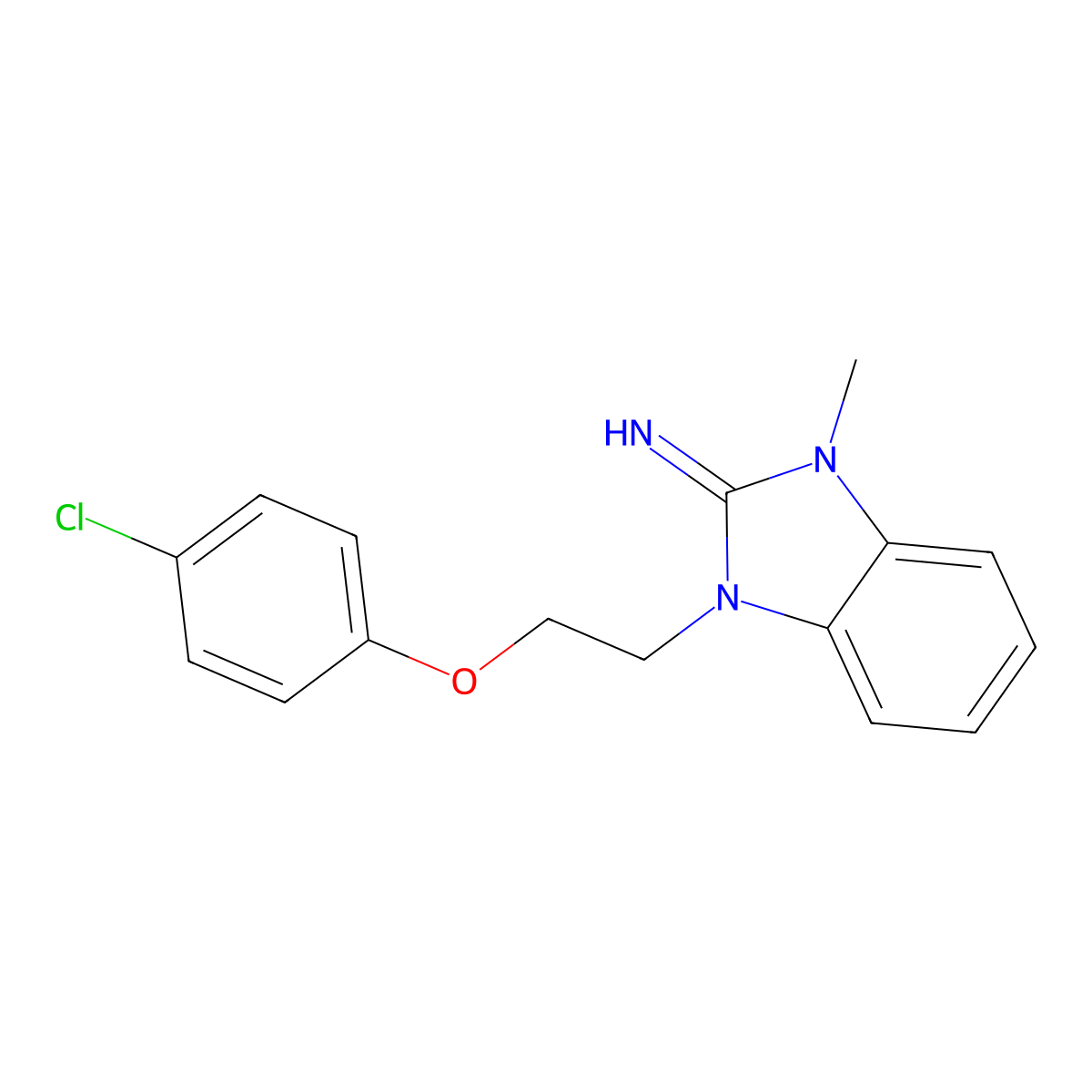 1-[2-(4-Chlorophenoxy)ethyl]-3-methylbenzimidazol-2-imine molecular structure, CAS 487015-85-0