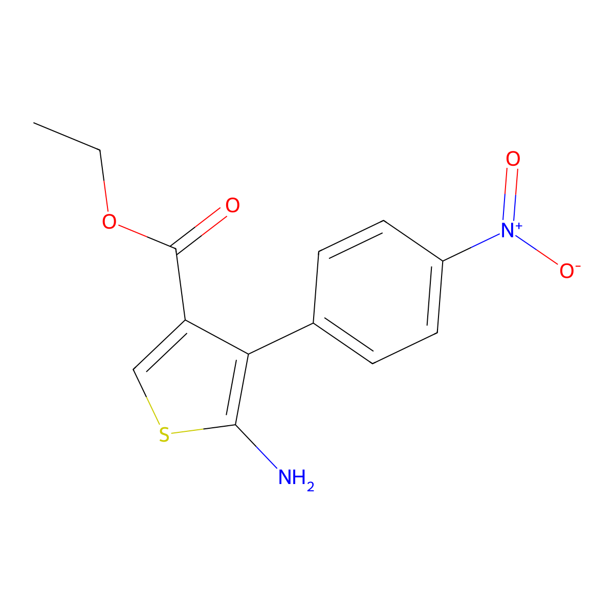 Ethyl 5-amino-4-(4-nitrophenyl)thiophene-3-carboxylate molecular structure, CAS 487018-60-0