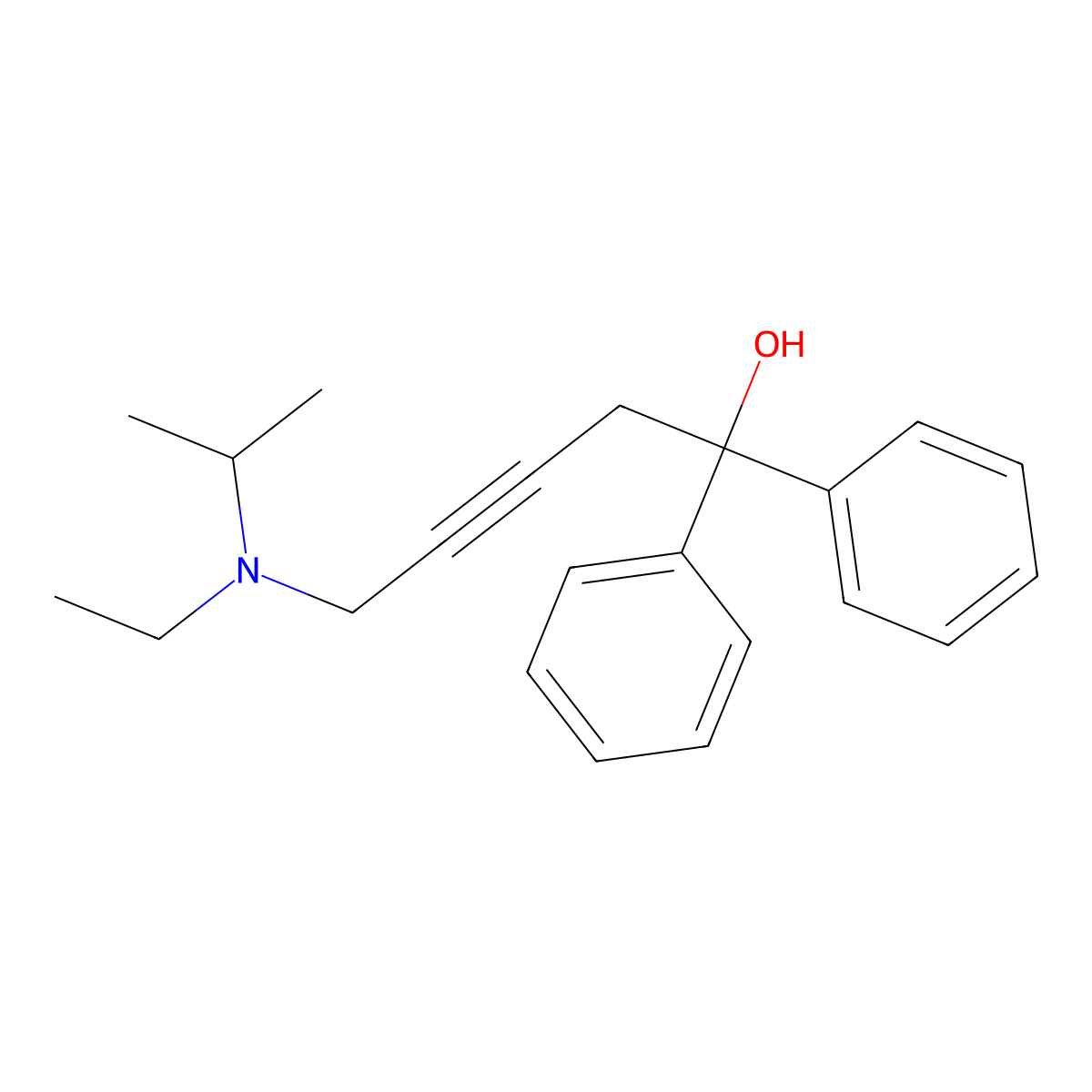 5-[Ethyl(propan-2-yl)amino]-1,1-diphenylpent-3-yn-1-ol molecular structure, CAS 487018-61-1