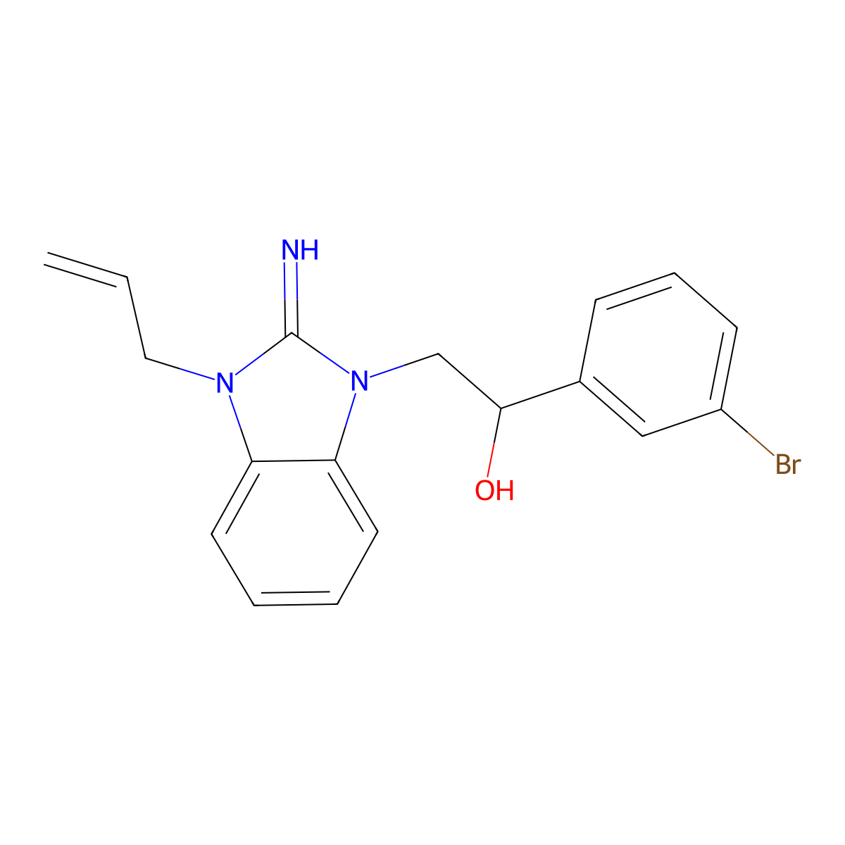 1-(3-Bromophenyl)-2-(2-imino-3-prop-2-enylbenzimidazol-1-yl)ethanol molecular structure, CAS 487019-08-9