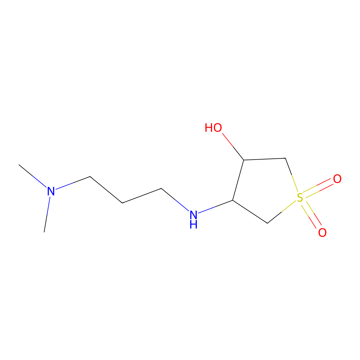 4-[3-(Dimethylamino)propylamino]-1,1-dioxothiolan-3-ol molecular structure, CAS 487019-13-6