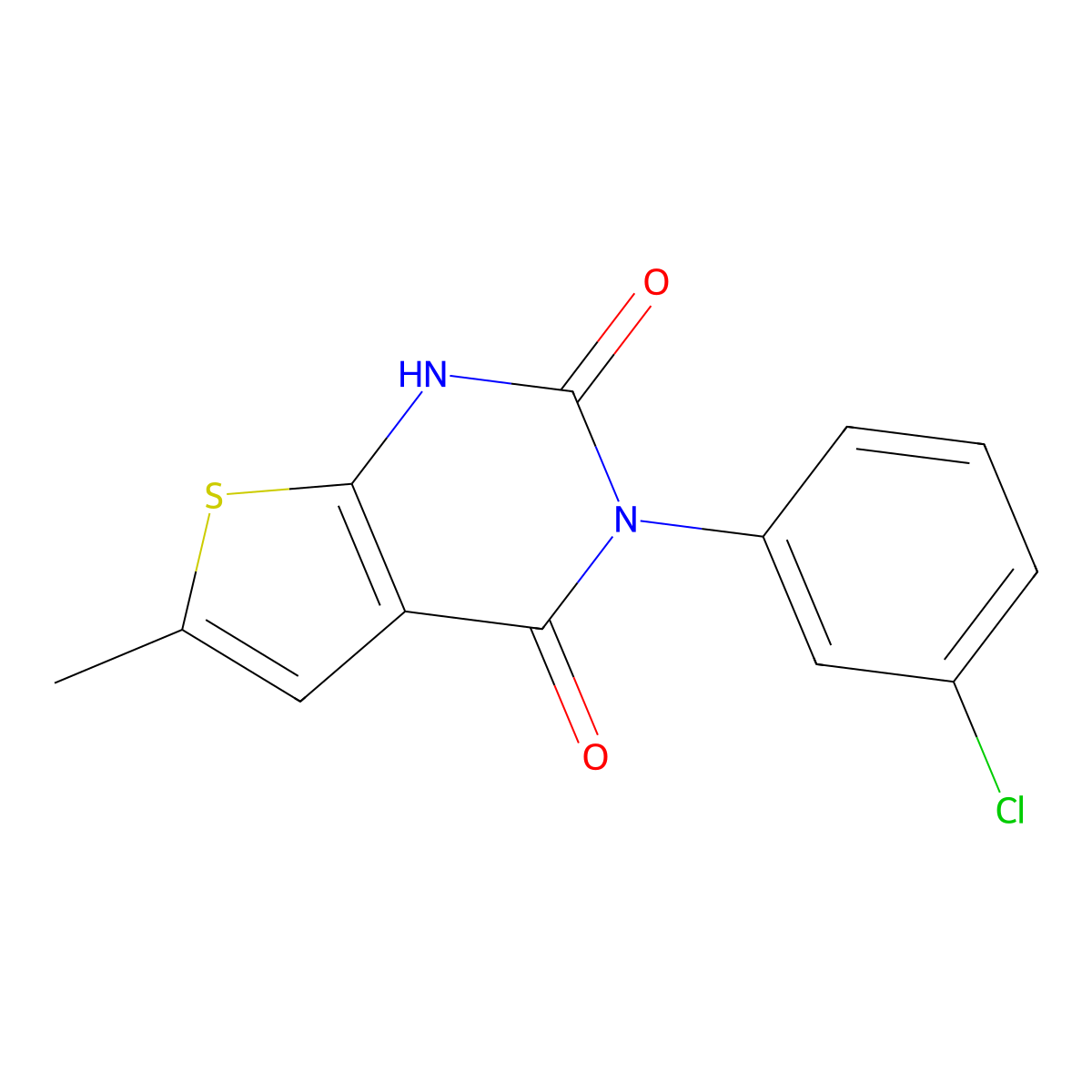 3-(3-chlorophenyl)-6-methyl-1H-thieno[2,3-d]pyrimidine-2,4-dione molecular structure, CAS 487019-92-1
