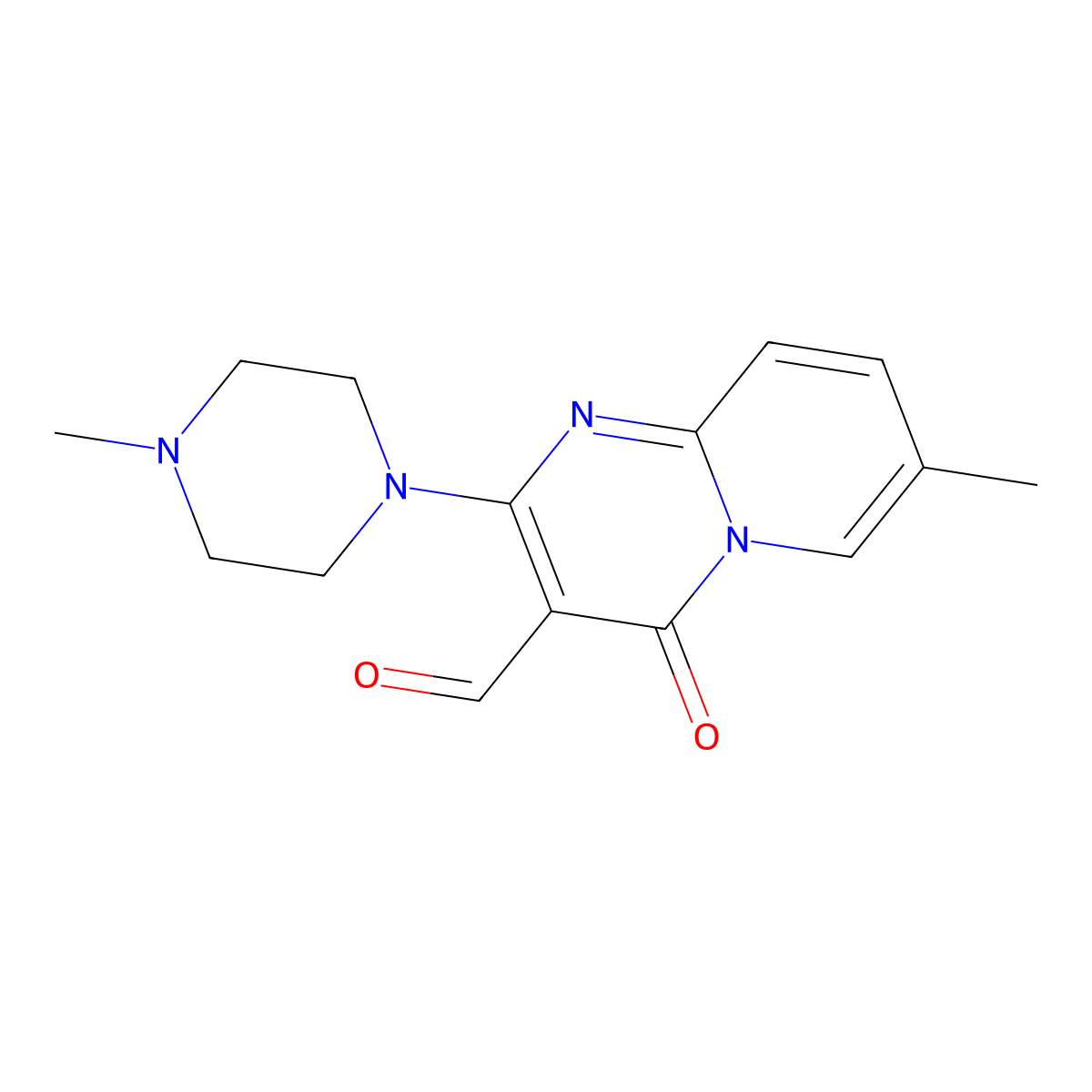 7-methyl-2-(4-methylpiperazin-1-yl)-4-oxo-4H-pyrido[1,2-a]pyrimidine-3-carbaldehyde molecular structure, CAS 487020-08-6