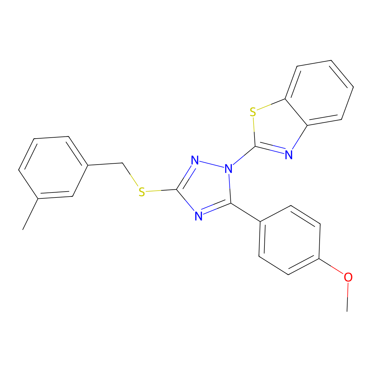 2-{5-(4-methoxyphenyl)-3-[(3-methylbenzyl)sulfanyl]-1H-1,2,4-triazol-1-yl}-1,3-benzothiazole molecular structure, CAS 487021-98-7