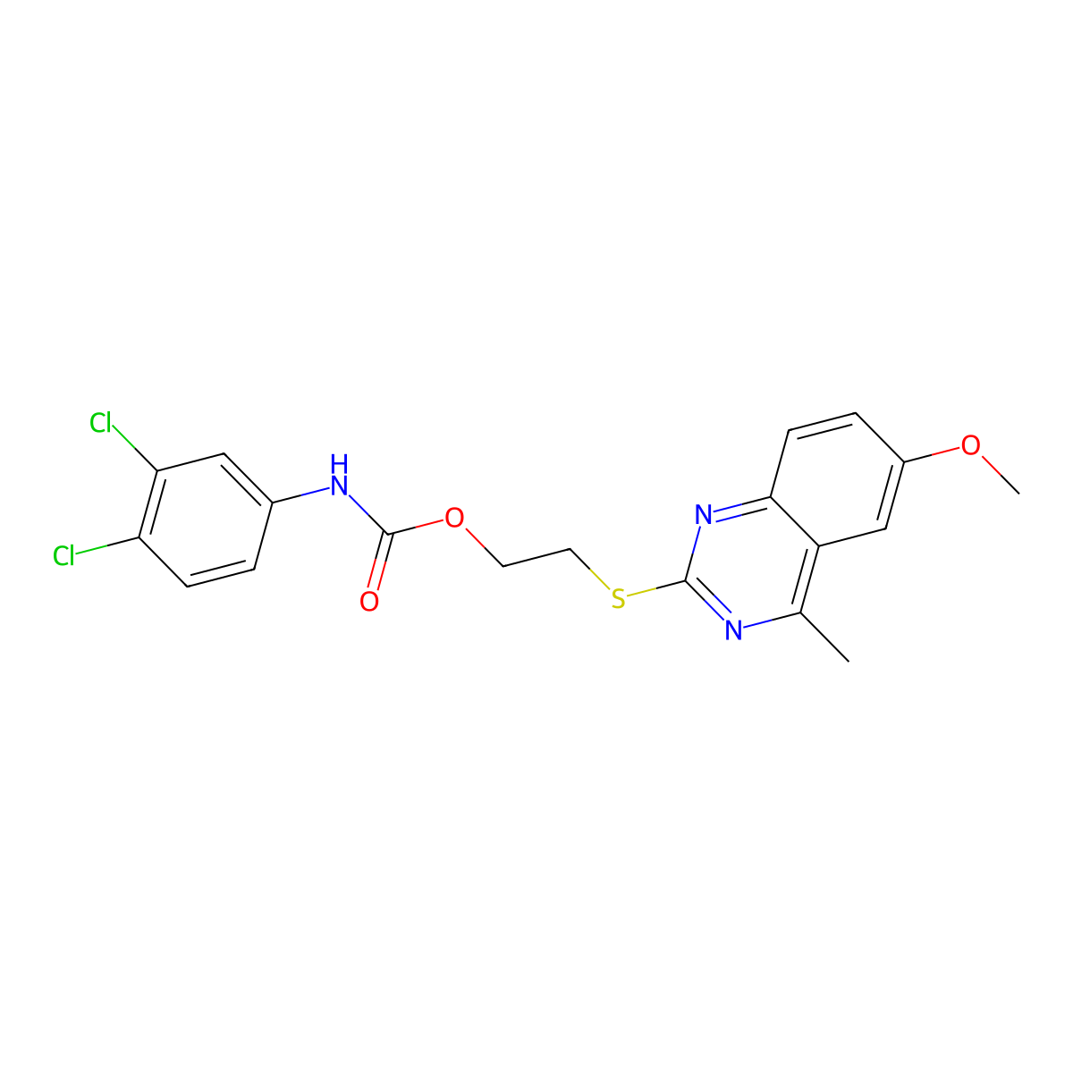 2-[(6-Methoxy-4-methylquinazolin-2-yl)sulfanyl]ethyl (3,4-dichlorophenyl)carbamate molecular structure, CAS 487022-60-6