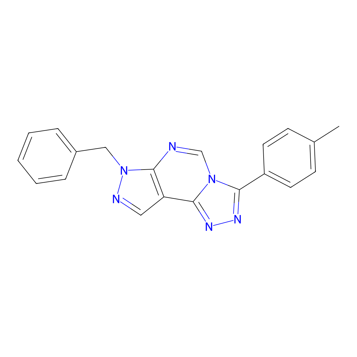 7-benzyl-3-(4-methylphenyl)-7H-pyrazolo[4,3-e][1,2,4]triazolo[4,3-c]pyrimidine molecular structure, CAS 487022-74-2