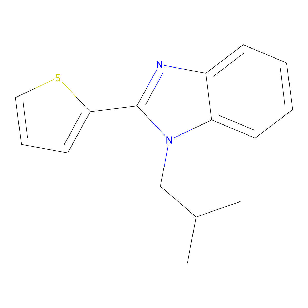 1-(2-Methylpropyl)-2-thiophen-2-ylbenzimidazole molecular structure, CAS 487023-00-7