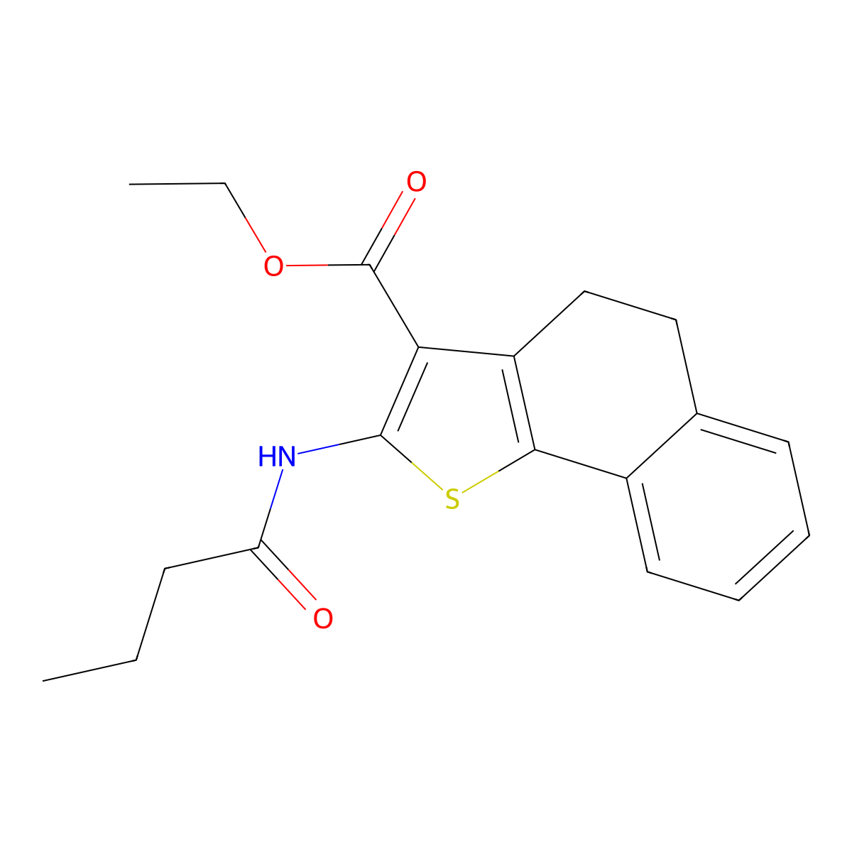 Ethyl 2-(butanoylamino)-4,5-dihydrobenzo[g][1]benzothiole-3-carboxylate molecular structure, CAS 487023-09-6