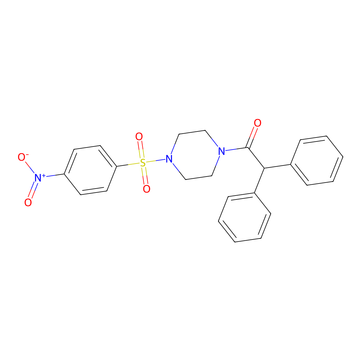 1-[4-(4-Nitrophenyl)sulfonylpiperazin-1-yl]-2,2-diphenylethanone molecular structure, CAS 487023-71-2