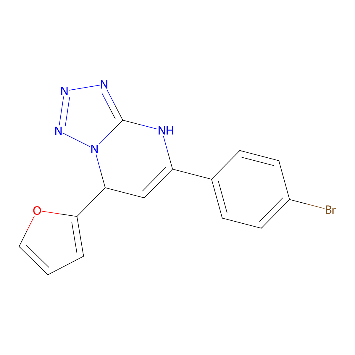5-(4-Bromophenyl)-7-(furan-2-yl)-4,7-dihydrotetrazolo[1,5-a]pyrimidine molecular structure, CAS 487023-91-6