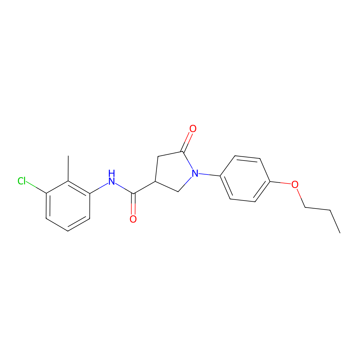 N-(3-chloro-2-methylphenyl)-5-oxo-1-(4-propoxyphenyl)pyrrolidine-3-carboxamide molecular structure, CAS 487024-85-1