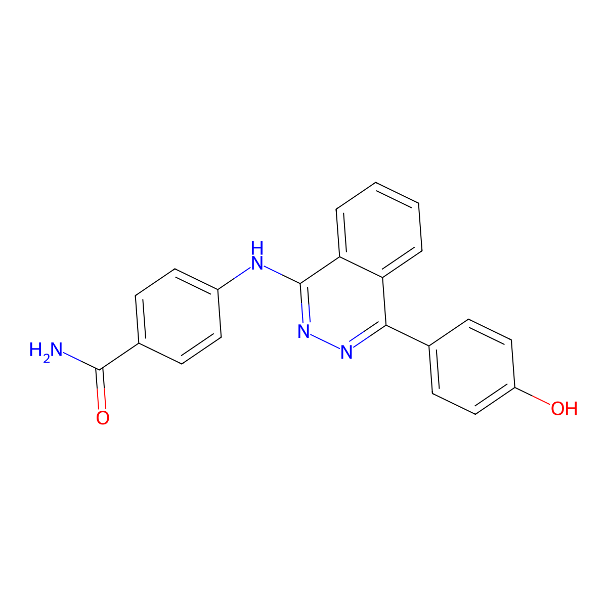 4-((4-(4-Hydroxyphenyl)phthalazin-1-yl)amino)benzamide molecular structure, CAS 487025-40-1