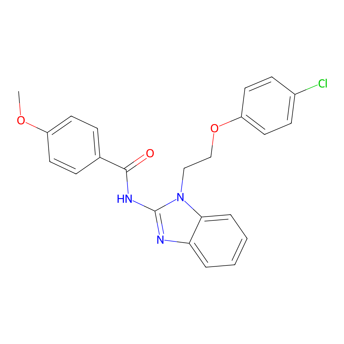 N-[1-[2-(4-chlorophenoxy)ethyl]benzimidazol-2-yl]-4-methoxybenzamide molecular structure, CAS 487025-80-9